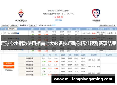 足球心水指数使用指南七大必备技巧助你精准预测赛事结果 足球心水指数使用指南七大必备技巧助你精准预测赛事结果