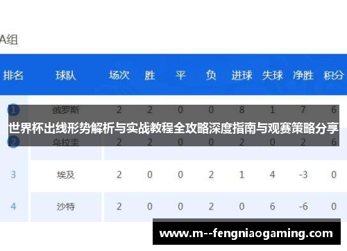 世界杯出线形势解析与实战教程全攻略深度指南与观赛策略分享
